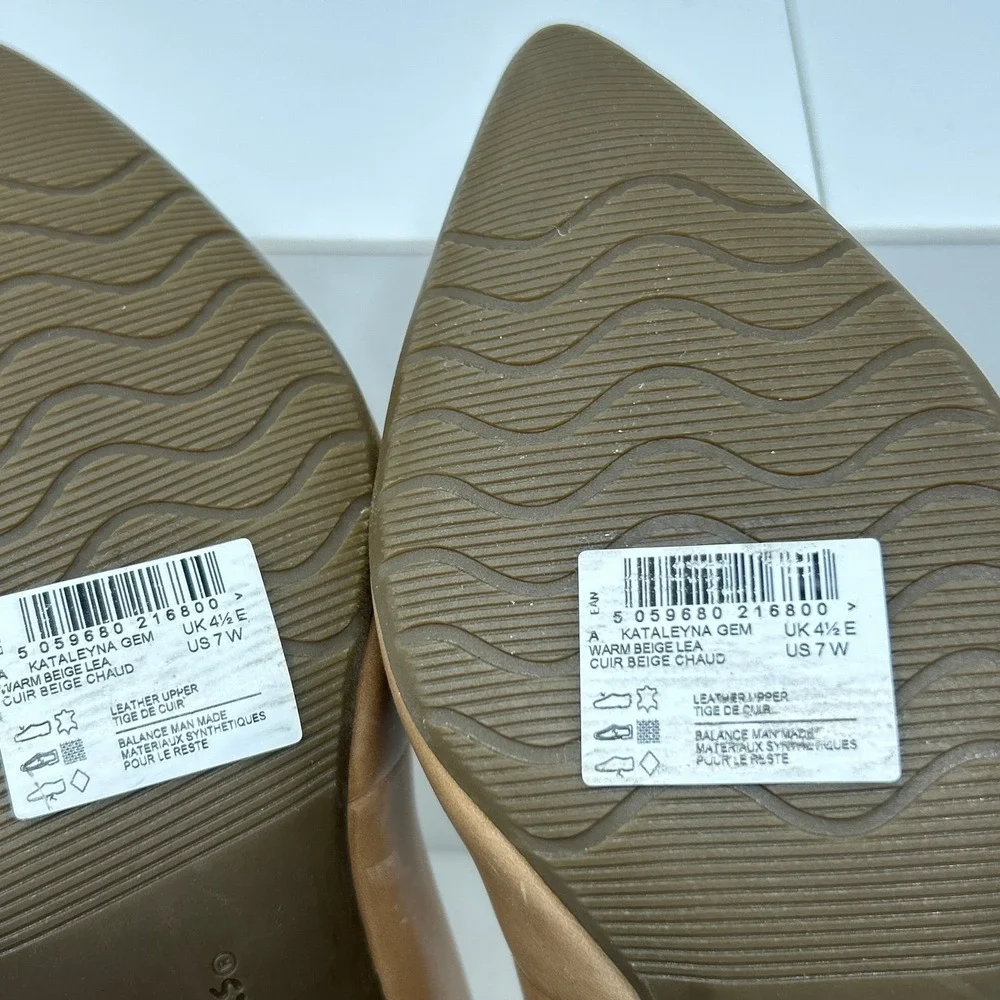 Clarks Womens 7W Warm Beige Leather Slip-On Kataleyna Gem Pump Dress Shoes NWOB